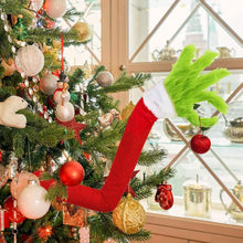 Load image into Gallery viewer, Furry Green Monster Elf Arms Hand for Christmas Tree Ornaments
