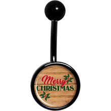 将图片加载到图库查看器，Rustic Wood Merry Christmas Black Belly Ring
