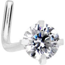 Load image into Gallery viewer, 20G 1/4 Clear 3mm CZ Gem Steel L-Shape Nose Ring
