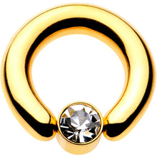Load image into Gallery viewer, 4G 9/16 Clear Gem 7mm Disc Gold IP BCR Captive Ring
