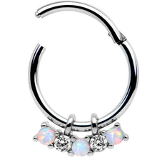 将图片加载到图库查看器，16G 3/8 White Synthetic Opal Dazzle Hinged Segment Ring
