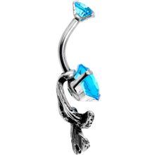 将图片加载到图库查看器，Blue CZ Gem Feather Trio Dangle Belly Ring
