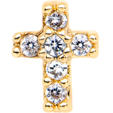 Load image into Gallery viewer, 5/16 Clear CZ Gold Tone Internally Threaded Cross Labret Monroe

