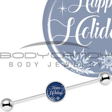 Load image into Gallery viewer, 14G Happy Holidays Snowflake Industrial Barbell 37mm
