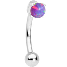 Load image into Gallery viewer, 5/16 Purple Synthetic Opal Fashionista Curved Eyebrow Ring
