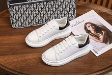 将图片加载到图库查看器，Genuine Leather Women Platform Sneakers Autumn Fashion Sports Little White Shoes Platform Flats Casual Lace Up Woman Comfort Walking Sneakers
