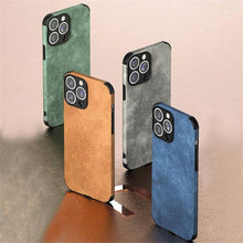 Load image into Gallery viewer, Genuine Vintage Brown Leather Case for iPhone  Luxury PU Leather Case For iPhone 13 12 11 14 Pro Max Mini XR XS X 8 7 Plus SE Soft Silicon Shockproof Phone Cover
