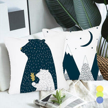 将图片加载到图库查看器，Geometry Cushion Cover Trees Cactus Bear Star Pattern Cushion Cover Pillowcase Cotton Pillow Sofa Throw White Printed Print Decorative Pillow Covers For Sofa Bed Sweet Home Decor Case 45x45CM
