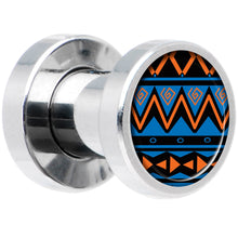 Load image into Gallery viewer, Blue Orange Tribal Print Steel Screw Fit Plug Set 4G
