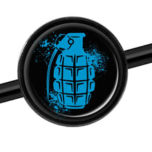Load image into Gallery viewer, 14G Blue Grenade Black Industrial Barbell 37mm
