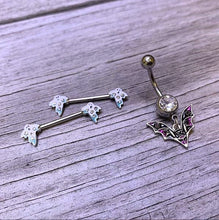 Load image into Gallery viewer, 14G 9/16 Clear Gem White Ghost Halloween Barbell Nipple Ring Set
