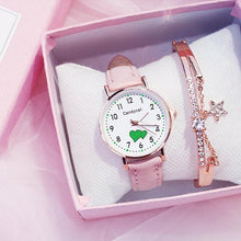 Load image into Gallery viewer, Girl Cute Watch Analog Childrens Quartz Comfortable Watch Girl Elementary School Fashion Girl Analog Watch Unisex Wrist Watches Stainless Steel Dial Leather Strap Watches Quartz Fashion Watch
