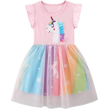 将图片加载到图库查看器，Girl's Cotton Casual Unicorn Dress
