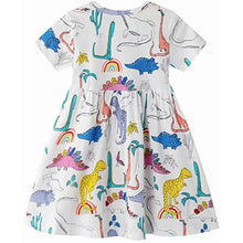 Load image into Gallery viewer, Girl's Dinosaur Tunic Short Sleeve Summer Casual Dress
