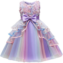 Load image into Gallery viewer, Girl's Rainbow Tulle Lace Dress
