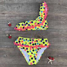 将图片加载到图库查看器，Girls Split Swimsuits Cute Shoulder Swimsuit Toddler Baby Girls 2 Piece Swimsuit Kids Bathing Beach Sun Suit  Children Swimwear Bikini Set Girl Swimming Clothes Kids Bathing Suit Beachwear For Summer
