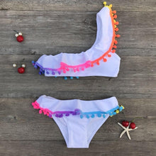 将图片加载到图库查看器，Girls Split Swimsuits Cute Shoulder Swimsuit Toddler Baby Girls 2 Piece Swimsuit Kids Bathing Beach Sun Suit  Children Swimwear Bikini Set Girl Swimming Clothes Kids Bathing Suit Beachwear For Summer
