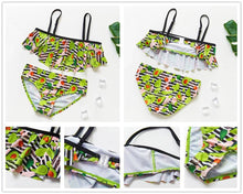 Load image into Gallery viewer, Girls Swimsuit Kids Swimwear Cute Print Kids Bikini Sets Girls Swimsuits Two Piece Bathing Suit Sets 3D Printed Swimwear Ruffle Style Children Swimwear Kids Beach Wear 2-16 Year

