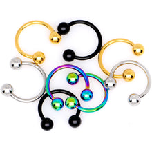 将图片加载到图库查看器，16G 3/8 Rainbow Black Gold Tone PVD Pack Set of 8 Horseshoe Barbells
