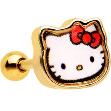 Load image into Gallery viewer, Officially Licensed Hello Kitty Cat Gold Anodized Cartilage Tragus Earring
