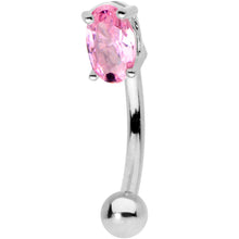 将图片加载到图库查看器，5/16 Pink CZ Gem Big Bling Curved Eyebrow Ring
