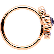 Load image into Gallery viewer, 20G Purple CZ Gem Rose Gold IP Triplet Seamless Circular Ring
