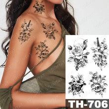 Load image into Gallery viewer, Gladiator Temporary Tattoo Sticker Flower Waterproof Big Modern Womens Mens Body Tattoo Luxury Design
