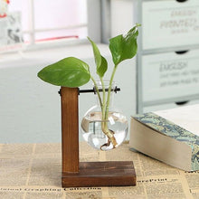 将图片加载到图库查看器，Glass Planter Bulb Vase Transparent Terrarium Hydroponic Vases For Home Garden Office Wedding Decor Wooden Stand Air Planter Bulb Glass Vase Propogation Station for Hydroponics Home Garden Office Decoration
