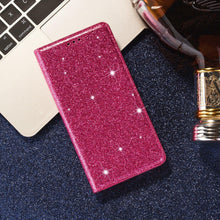 Load image into Gallery viewer, Glitter Leather Magnetic Flip Case for IPhone 14 13 11 12 Mini Pro Max Wallet Card Holder Cover Flip Shockproof Leather Wallet Case With Stand Silicone Bumper Cover
