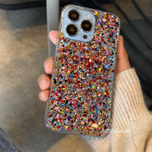 Load image into Gallery viewer, Glitter Sequins Slim Phone Case For iPhone 11 12 13 X XR XS Max 7 8 Plus Shining Clear Soft Silicone Cover Glitter Camera Lens Case, Cute Shiny Diamond Slim Clear Back Cover and Matte Cushioned Silicone Shockproof Case
