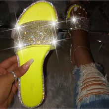 Load image into Gallery viewer, Glitter Slippers Women Summer Sandals Fashion Bling Candy Color Flip Flops Beach Diamond Flat Outdoor Sandals Slip On Sandals Slide Glitter Bling Casual Sandal Flat Open Toe Sparkle Slides
