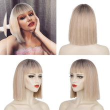 将图片加载到图库查看器，Glorious Synthetic Wigs Short Bob Wigs Black/Pink Bangs Wigs for Women Heat Resistant Fiber Hair Brazilin Wigs For Black Women Cosplay Wigs For Women
