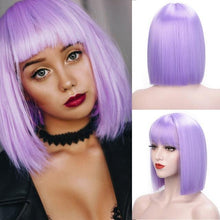 将图片加载到图库查看器，Glorious Synthetic Wigs Short Bob Wigs Black/Pink Bangs Wigs for Women Heat Resistant Fiber Hair Brazilin Wigs For Black Women Cosplay Wigs For Women

