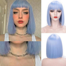 将图片加载到图库查看器，Glorious Synthetic Wigs Short Bob Wigs Black/Pink Bangs Wigs for Women Heat Resistant Fiber Hair Brazilin Wigs For Black Women Cosplay Wigs For Women
