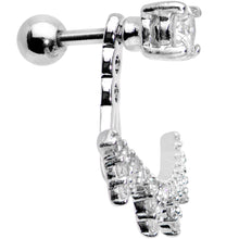 Load image into Gallery viewer, 1/4 Clear CZ Gem Debutante Fan Dangle Cartilage Tragus Piercing
