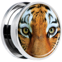 Load image into Gallery viewer, Full Color Tiger Eyes Steel Screw Fit Plug Set 18mm

