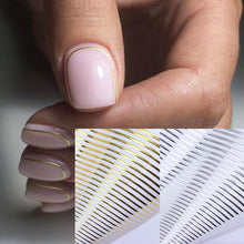 将图片加载到图库查看器，Gold 3D Nail Sticker Curve Stripe Lines Nails Stickers Gradient Adhesive Striping Tape Nail Foil Nail Art Stickers Decals Silver Strip Line Nail Decal Self-Adhesive 3D Wave Decal Decoration Metallic Curve Design Decoration for Women Girls
