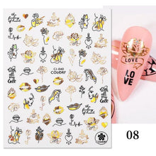 将图片加载到图库查看器，Gold Christmas Snowflake 3D Nail Stickers Sparkly Iridescent Silver Xmas Tree Elk Deer Transfer Sliders Winter Nails Accessories Design Decor Tip Transfer Nail Decals Sticker For Pretty Girl Self-Adhesive Nail Decals Designer Nail Stickers
