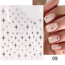 将图片加载到图库查看器，Gold Christmas Snowflake 3D Nail Stickers Sparkly Iridescent Silver Xmas Tree Elk Deer Transfer Sliders Winter Nails Accessories Design Decor Tip Transfer Nail Decals Sticker For Pretty Girl Self-Adhesive Nail Decals Designer Nail Stickers
