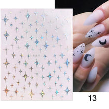 将图片加载到图库查看器，Gold Christmas Snowflake 3D Nail Stickers Sparkly Iridescent Silver Xmas Tree Elk Deer Transfer Sliders Winter Nails Accessories Design Decor Tip Transfer Nail Decals Sticker For Pretty Girl Self-Adhesive Nail Decals Designer Nail Stickers
