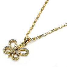 将图片加载到图库查看器，Gold Filled Fancy Necklace Butterfly Design with White Micro Pave Polished Finish Golden Tone
