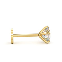 Load image into Gallery viewer, 14k Yellow Gold Flat Back Earring 20G 4mm CZ Floral Reversible
