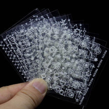 Load image into Gallery viewer, Gold Moon Star 3D Nail Stickers Ultra-thin Adhesive Decals Nail Art Decorations Stamping Manicure Nails Stickers Tool 3d Nail Decal Stickers Manicure Nail Art Decoration Accessories Holographic Old English Character Nail Self-Adhesive Sticker
