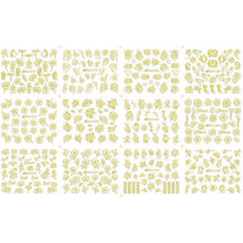 Load image into Gallery viewer, Gold Moon Star 3D Nail Stickers Ultra-thin Adhesive Decals Nail Art Decorations Stamping Manicure Nails Stickers Tool 3d Nail Decal Stickers Manicure Nail Art Decoration Accessories Holographic Old English Character Nail Self-Adhesive Sticker
