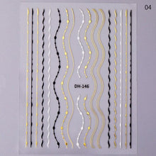 将图片加载到图库查看器，Gold Silver 3D Nail Sticker Curve Stripe Lines Nails Stickers Gradient Adhesive Striping Tape Nail Art Stickers Decal Decoration Metallic Curve Strip Line Nail Decal Self-Adhesive 3D Wave Design Decoration for Women Girls
