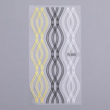 将图片加载到图库查看器，Gold Silver 3D Nail Sticker Curve Stripe Lines Nails Stickers Gradient Adhesive Striping Tape Nail Art Stickers Decal Decoration Metallic Curve Strip Line Nail Decal Self-Adhesive 3D Wave Design Decoration for Women Girls
