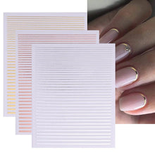 将图片加载到图库查看器，Gold Silver 3D Nail Sticker Curve Stripe Lines Nails Stickers Gradient Adhesive Striping Tape Nail Art Stickers Decal Decoration Metallic Curve Strip Line Nail Decal Self-Adhesive 3D Wave Design Decoration for Women Girls
