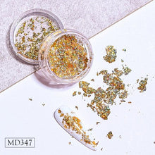 将图片加载到图库查看器，Gold Silver Irregular Aluminum Foil Paper Nail Art Sticker 3D Glitter Manicure UV Gel Polish Nail Decoration Tools Decoration Stickers Decoration New Gold Nail Transfer Foils for Nail Arts Nails Supply Holographic Effect Nail Art Foil Stickers
