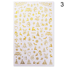 Load image into Gallery viewer, Gold Silver White Snowflakes 3D Nail Stickers Iridescent Self Adhesive Transfer Decals Manicures Art Decoration Slider  Nails Decals Sticker Hot Sexy Girl Tip Back Glue Decal Cool Lollipop Self Adhesive Acrylic Tips Tool Decoration
