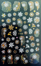 Load image into Gallery viewer, Gold Silver White Snowflakes 3D Nail Stickers Iridescent Self Adhesive Transfer Decals Manicures Art Decoration Slider  Nails Decals Sticker Hot Sexy Girl Tip Back Glue Decal Cool Lollipop Self Adhesive Acrylic Tips Tool Decoration
